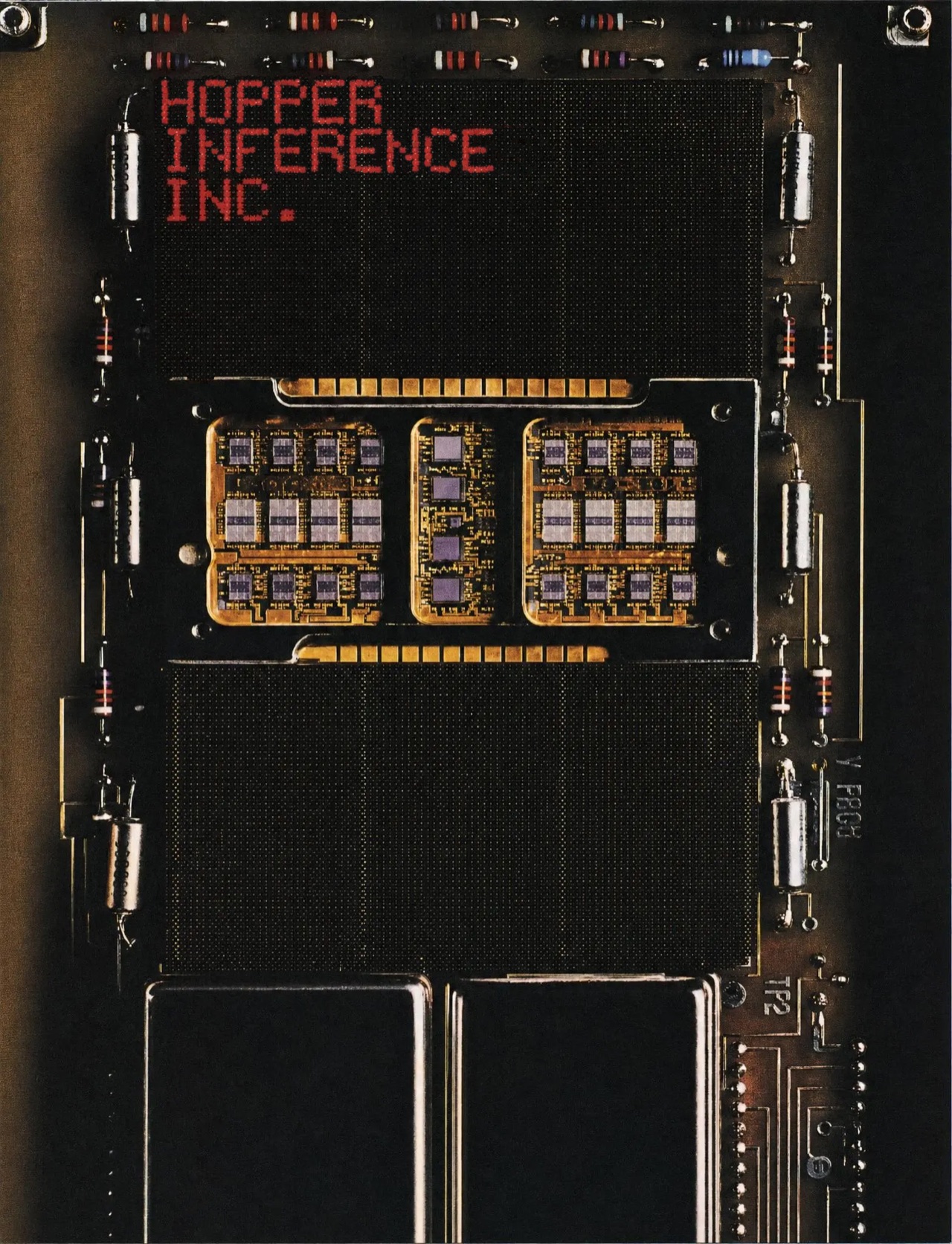 A dark circuit-board illustration reading Hopper Inference Inc.